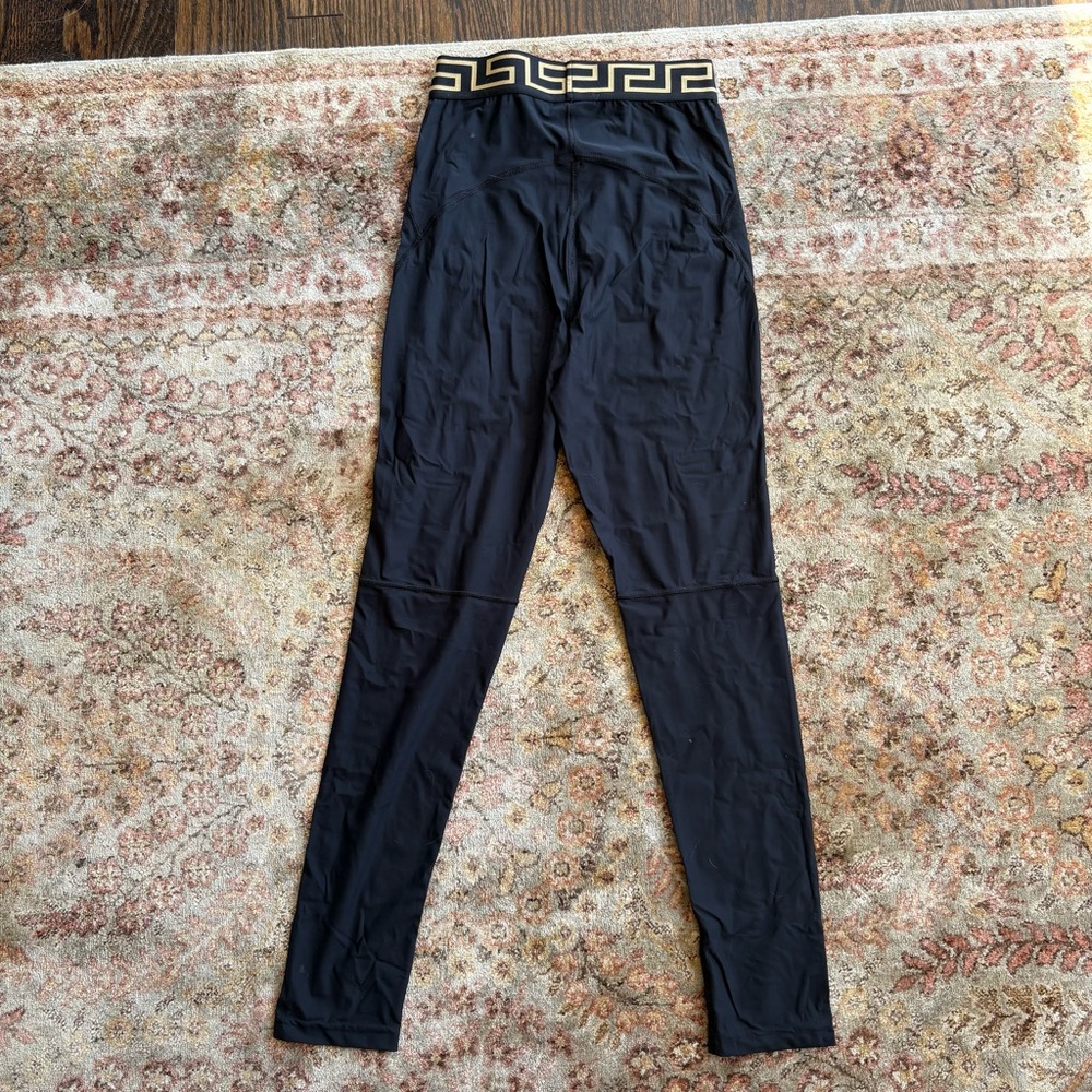 Versace Medusa Black Leggings with Gold Geometric Waistband Size Small - Picture 9 of 10
